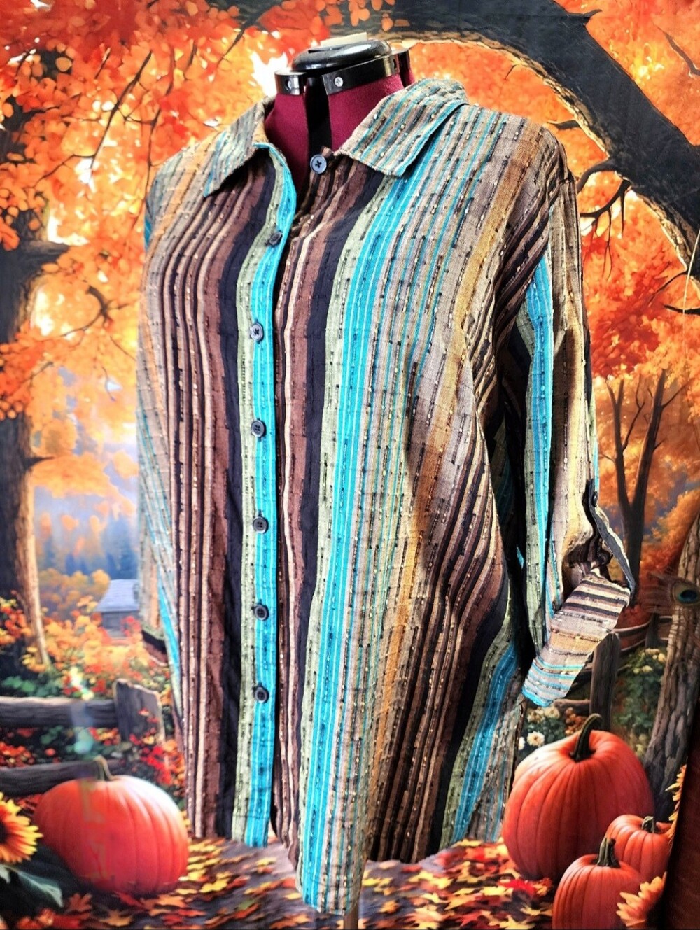 🫒🩵 Y2K WHITE STAG Vintage Earthy Boho Prairie Grunge Goblincore Autumn Top 24W
